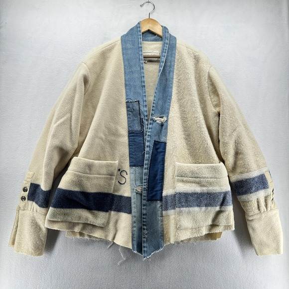 Greg Lauren Other - Greg Lauren US Navy Blanket GLJ Military Jacket Mens Large White Wool Denim USA